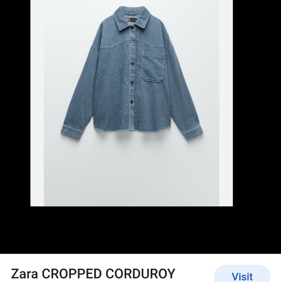 Zara Corduroy Oversized Button Frayed Hem Long  Sleeve Shirt - Picture 5 of 8